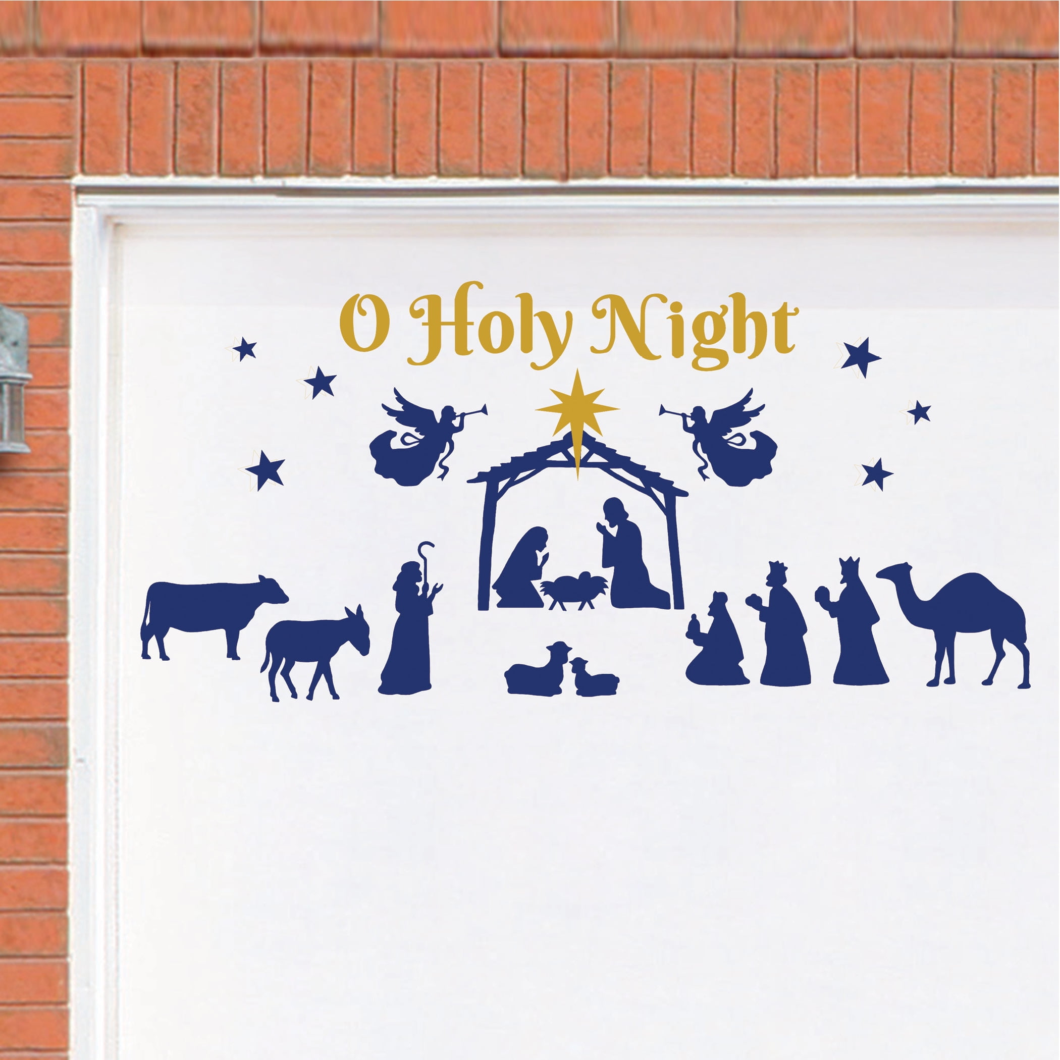 Nativity Scene Christmas Garage Door Magnet With Angles Starts Gold And Blue Walmart Com