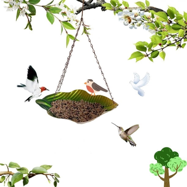 Fiudx Ofertas y liquidaciones Comedero para pájaros colgante, comedero para pájaros colgante para jardín, patio, bandeja para comedero para pájaros colgante para exteriores, comederos de plataforma d