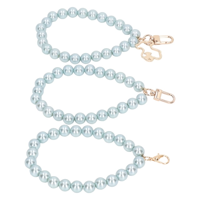 Pearl Bracelet, Chain Mobile Phone Case 3 Styles ABS Resin Metal Buckle For Mobile Phone Cases For Keychains H52 Light Azure