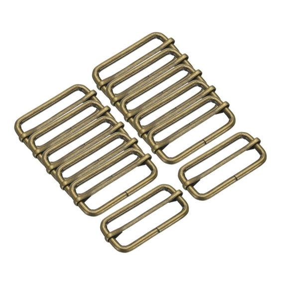 12PCS Metal Slide Adjustable Buckle 2" Adjuster Webbing Strap Slider for Belt Bags Backpack Replacement Bronze