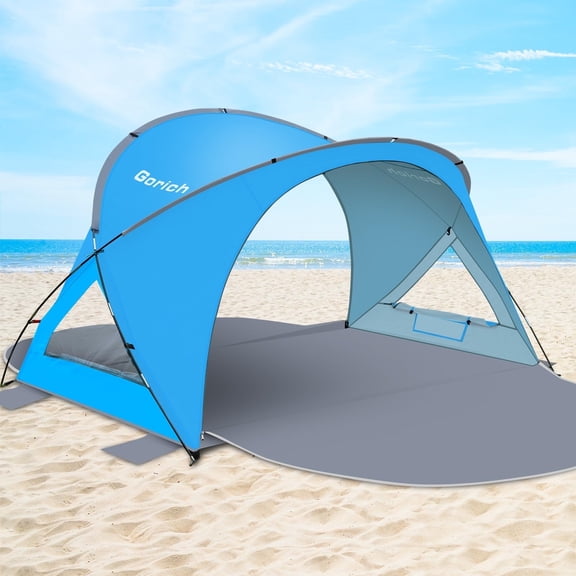 Gorich UPF 50  Beach Tent for 3-6 Person, Lightweight Portable Sun Shelter with 2 Zippered Doors, Easy Setup Beach Canopy, UV Protection Sun Shade for Family, Outdoor, Camping, Picnic