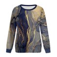 thumbnail image 3 of Gibobby Sudaderas con cremallera Sudadera de cuello redondo con estampado diario para mujer, de cuello redondo, camisetas de entrenamiento informales de manga larga, piojo sue(Azul marino, L), 3 of 5