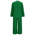 thumbnail image 5 of qolati Women's Blazer Set 2 Piece Outfits Open Front Long Sleeve Blazer Jackets and Dressy Wide Leg Pants Solid Business Office Suits Set Green XXL 12, 5 of 6