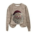 thumbnail image 2 of Ounisa Santa Claus Sweatshirt Women's Christmas Glitter Patch Letter Print Long Sleeve Pullover Top, 2 of 5