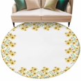 thumbnail image 2 of Round Area Rug 7 Ft, Yellow Daisy Washable Non-Slip Circle Carpet for Living Room/Bedroom, Spring Summer Pastoral Garden Floral Blossom Low-Profile Large Runner Mat Collection Rugs for Indoor, 2 of 7