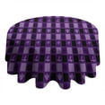 thumbnail image 4 of Halloween Purple Checkered Ghosts and Icons Round Tablecloth 60"x60",Wrinkle Wipeable Table Cloth for Kitchen Dining Room Picnic Patio Party, 4 of 6