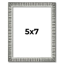 5x7 Frame Silver Grey Distressed Solid Wood Picture Frame | 0.75 Inch Moulding Width | Interior