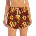 thumbnail image 3 of Uemuo Red Plaid Sunflower Pattern Women's Athletic Shorts High Waisted Running Shorts with Liner Pockets Gym Elastic Workout Shorts-Large, 3 of 9