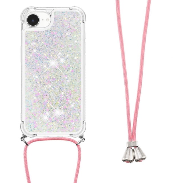 Funda FOXDOCK para iPhone 16e con Cuerda Ajustable, Brillo Líquido, Protección Antigolpes y Lente – Ideal para Regalo