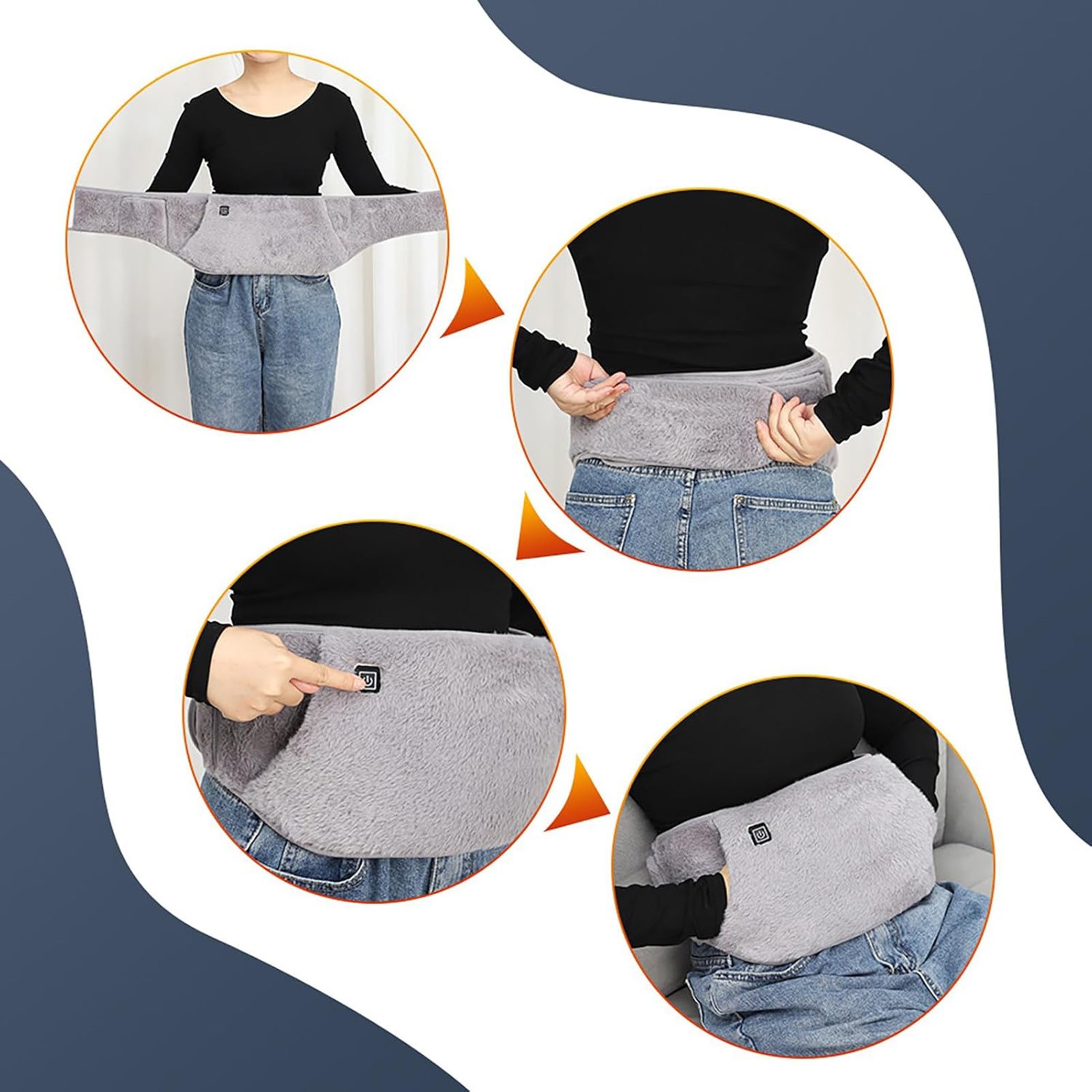 Uanit USB Powered Heating Waist Belt with Hand Warmer Pockets and Three Temperature Settings, Rechargeable Heated Belt for Body Joints and Muscle Comfort During Cold Weather Activities