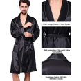thumbnail image 4 of Men's Satin Kimono Robe Spring Summer Shawl Collar Sleepwear Classic Silk Bathrobes, 4 of 7