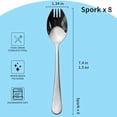thumbnail image 4 of Sporks, 8-Pack Food-grade Stainless Steel Sporks, 7.4 Inches Long Handle Salad Forks For Dessert, Ice Cream, Salad, Soup, Noodle, Spaghetti, Dishwasher Safe, 4 of 6