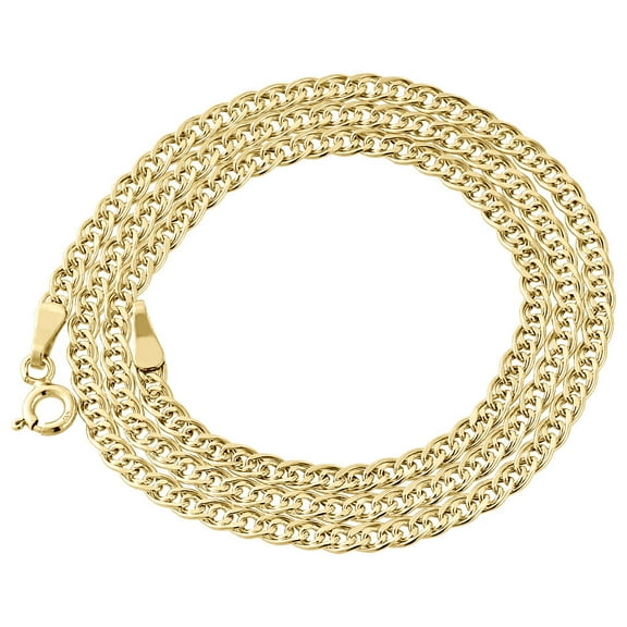 10K Yellow Gold 3MM Double Cuban Curb Italian Link Chain Necklace 16 Inches