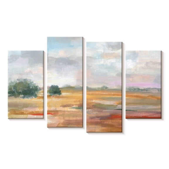 Elephant Stock Big Sky In October Wall Art - Horizontal Multi Panel Canvas - Living Room Wall Decor - Abstract Multi Panel - Beige And Gray Decor By Danhui Nai - 24" x 14"