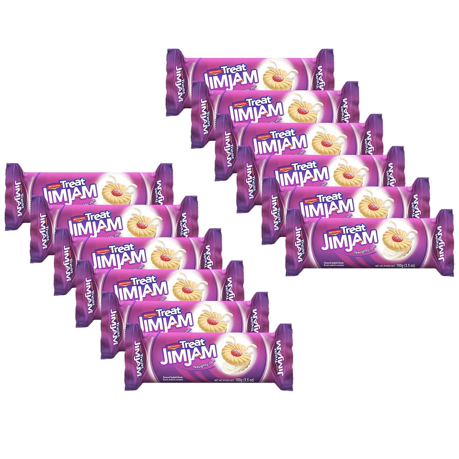 Britannia Treat Naughty Jim Jam Sandwich Biscuits 3.52oz (100g