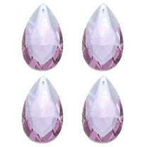 Uxcell K9 Crystal Pendants Teardrop Beads, 4 Pack 50mm Chandelier Prisms Parts Hanging Beads DIY Lamp for Arts Crafts Decoration, Purple
