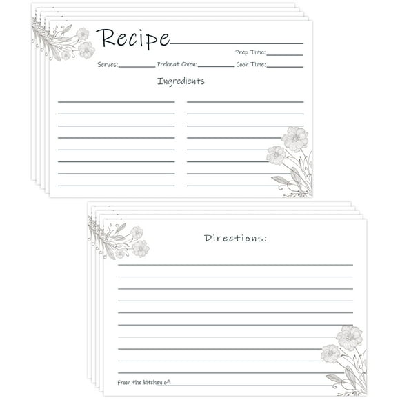 Tarjetas de recetas Tomioziey, paquete de 100 unidades, 4 x 6 pulgadas, doble cara