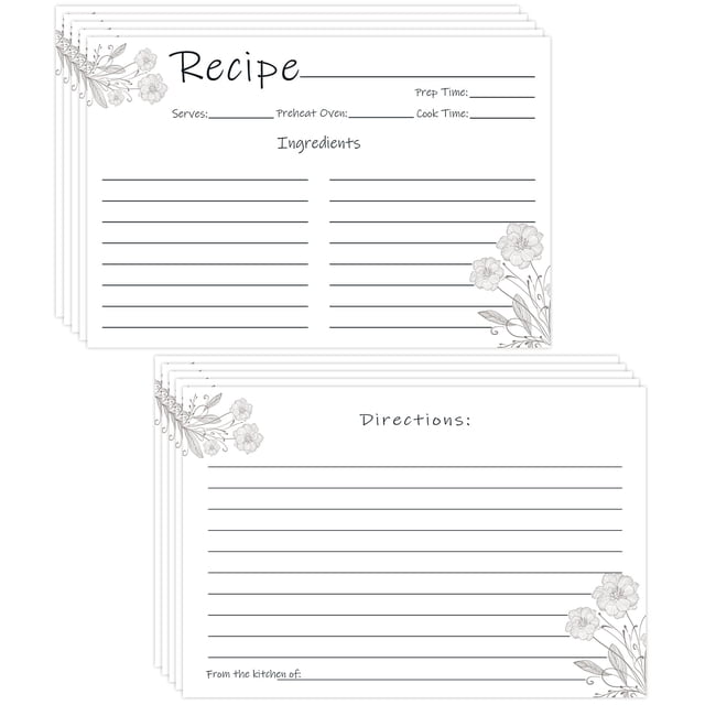 Tarjetas de recetas Tomioziey, paquete de 100 unidades, 4 x 6 pulgadas, doble cara