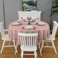 thumbnail image 2 of Pink Christmas Tree Pattern Round Tablecloth 60"x60",Wrinkle Wipeable Table Cloth for Kitchen Dining Room Picnic Patio Party, 2 of 6