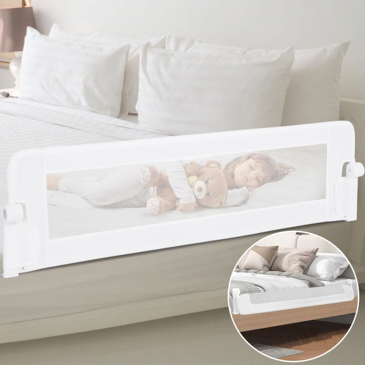 YYAo Baby Bassinet, Bedside Bassinet, Baby Bassinets Bedside Sleeper,Foldable Bed Rail Swing Down Baby Bed Guard Rail-White