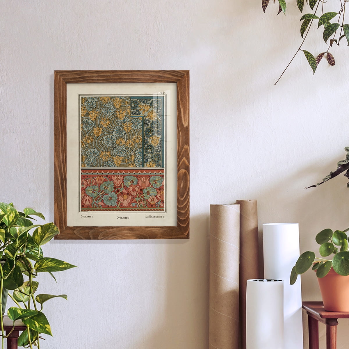 Nouveau Decorative I - Framed Print w/glass - Walnut