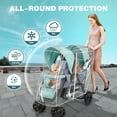 thumbnail image 2 of Double Stroller Rain Cover, Waterproof Weather Shield for Side by Side Baby Double Stroller, Twins Stroller Cover for Rain/Wind/Snow/Cold/Dust, Baby Outdoor Accessories, 2 of 7