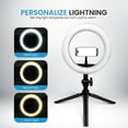 thumbnail image 2 of iDance LED Ring Light with Stand, 8", Portable Desk Ring Light with Cell Phone Holder and Tripod for Laptop, Selfie, USB Powered & Remote Controlled with Foldable & Adjustable Stand, 2 of 9