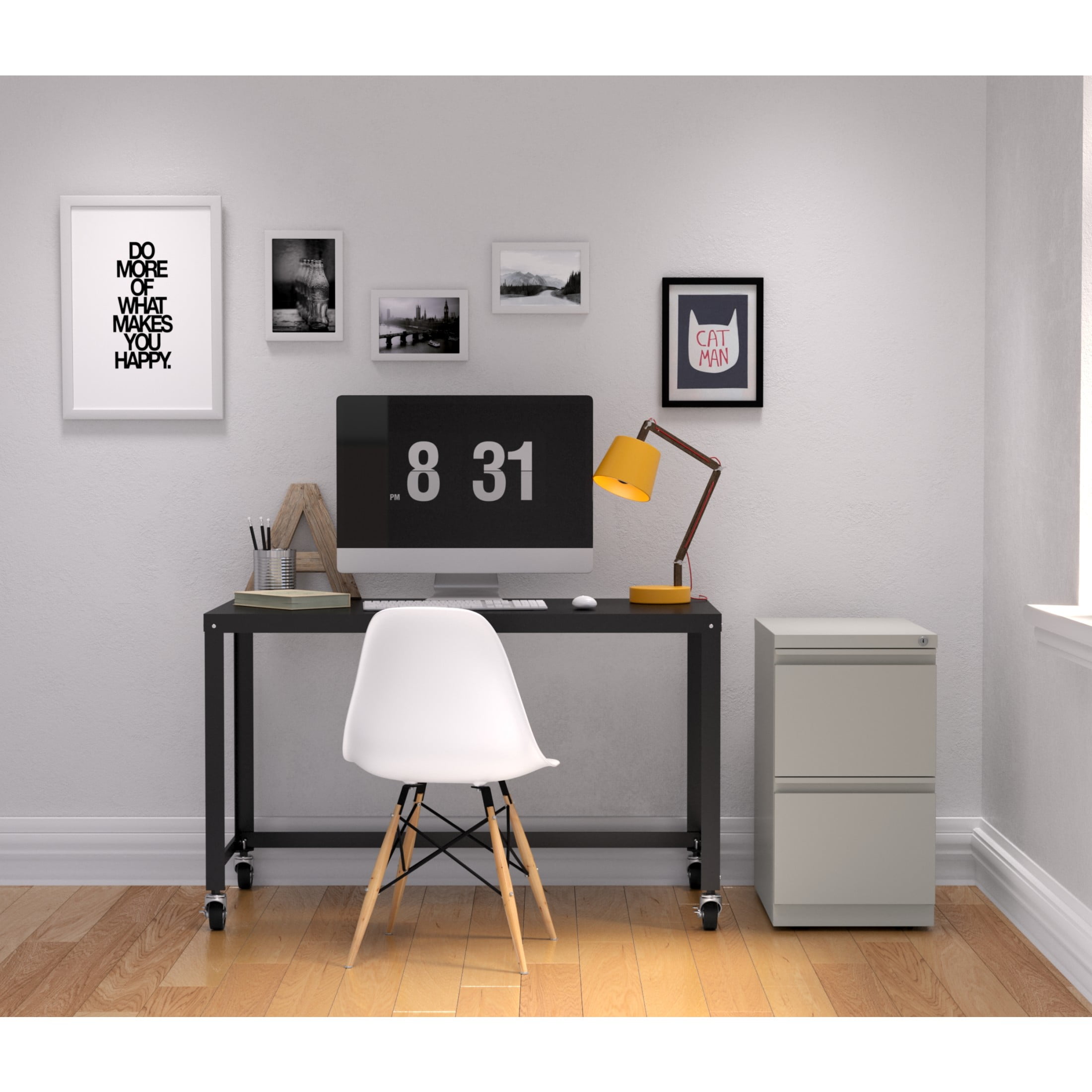 Hirsh 23" Deep Mobile Pedestal File Cabinet 2 Drawer File-File, Letter Width, Gray