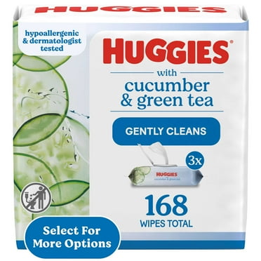 Huggies Scented Wipes with Cucumber & Green Tea, 3 Flip-Top Packs (168 Total Wipes)