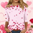 thumbnail image 2 of Tiweut Valentines Shirts for Women Trendy 2026 Cute Love Heart Print Tunic Tops Plus Size Casual Summer 3/4 Sleeve Blouses,A-Pink,S, 2 of 4