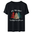 thumbnail image 4 of jsaierl Christmas Shirts Women Short Sleeve Christmas Tree Leopard Graphic Tops Funny Crewneck Shirt Bleached Dressy Casual Tees Blouse Top Christmas Gifts for Women, 4 of 8