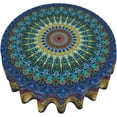 thumbnail image 2 of Boho Blue Mandala Round Tablecloth Rustic Colorful Print Decorative Abstract Table Cloth 60 Inch Polyester Fabric Farmhouse Table Cover for Home Kitchen Indoor Picnic Patio Party, 2 of 6