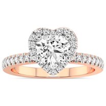 IGI Certified 4 Carat Heart Shape Lab Grown Diamond Engagement Ring | 14K Rose Gold |Elle Classic Halo Diamond Ring | FG-VS1-VS2 Quality Friendly Diamonds