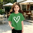 thumbnail image 4 of HAiming Girls Summer T Shirts Short Sleeve Printed Cute Trendy Tee Vacation Workout Kids Tops Solid Color Casual Scoop Neck Blouses, 4 of 5