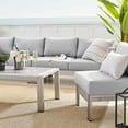 thumbnail image 5 of Lounge Sectional Sofa Chair Table Set, Sunbrella, Fabric, Aluminum, Metal, Silver Grey Gray, Modern Contemporary Urban Design, Outdoor Patio Balcony Cafe Bistro Garden Furniture Hotel Hospitality, 5 of 10