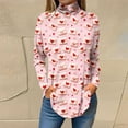 thumbnail image 2 of Summer !DianGeFu Womens Long Sleeve Blouses for Fall Plus Size 2025 ,Women Off Shoulder Sleeves Long Sleeve Printed High Neck Top T-shirt,Pink,XXL, 2 of 4