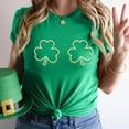 thumbnail image 2 of Besolor T-Shirt Femme Fête de la Saint-Patrick Vert Col Rond Manches Courtes Tee Tops Trèfle Graphique Cadeau Festival Tops, 2 of 6