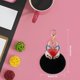 thumbnail image 1 of Boseen Llavero con pompón de bola de piel de conejo genuina con una cabeza de zorro de aleación de moda tachonada con diamantes sintéticos (diamantes de imitación) para bolso de mujer Teléfono mó, 1 of 4