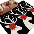 thumbnail image 2 of Christmas Poinsettia Elk 5'x7' Area Rug, Black Winter Xmas Holiday Washable Non-Slip Soft Rugs, Low-Pile Large Carpet for Living Room Bedroom Dining Room, Non-Shedding Accent Rug, 2 of 9