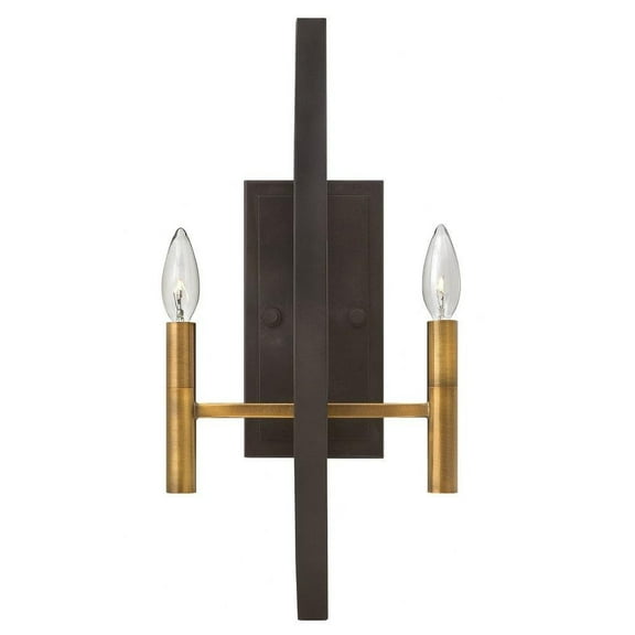 Steel 2 Light Candle Wall Sconce in Modern Farmhouse Style-20 inches H X 9.5 inches W-Spanish Bronze Finish Bailey Street Home 81-Bel-3002303
