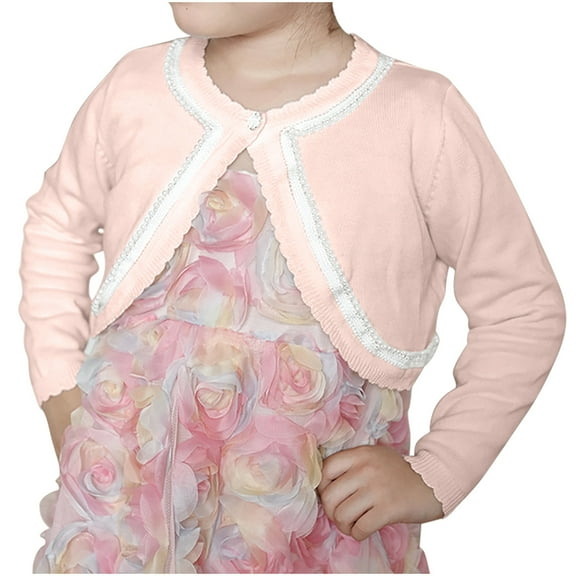 Zwiiyzr Baby Girl and Toddler Long Sleeve Thin Cardigan Kids Knitted Solid Color Button Up Shrug Cardigan Sweater 18Months-14Years Pink