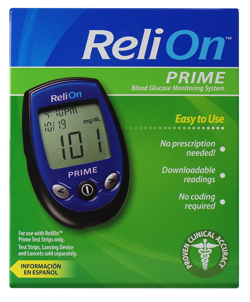 Keep track of your blood glucose levels with the ReliOn Prime Blood Glucose Monitorin...