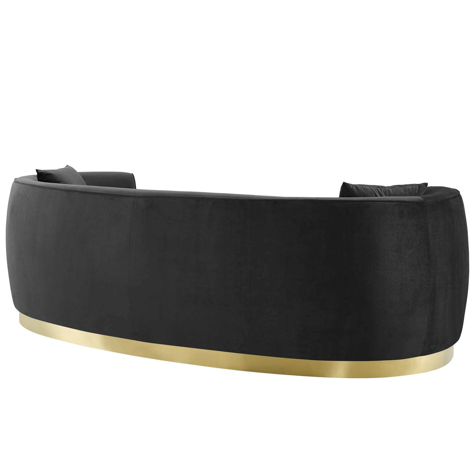 Modway Resolute Curved Performance Velvet Stainless Steel Sofa in Black