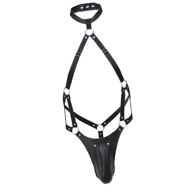 Arnés de Cuerpo de material cuero Cinturón Mankini T-back Cosplay Fancy Body Pouch Ropa Interior Colcomx Arnés Mankini