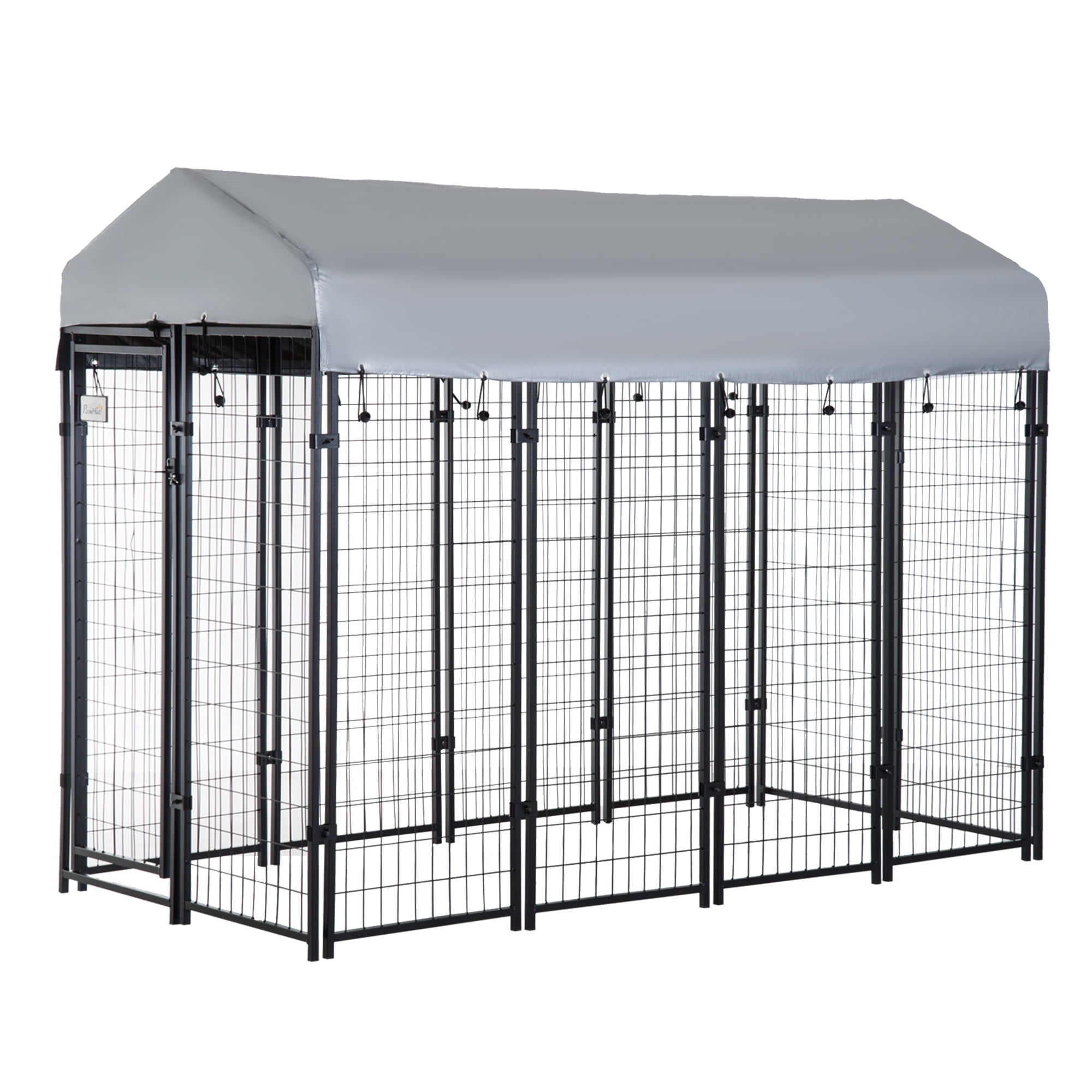Pawhut 8' x 4' x 6' Large Dog Kennel Outdoor Steel Fence with UV-Resistant Oxford Cloth Roof & Secure Lock
