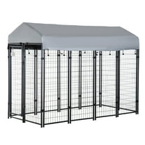 8' x 4' x 6' Dog Playpen Outdoor, Dog Kennel Dog Exercise Pen with Lockable Door, Water-resistant Canopy, for Medium and Large Dogs