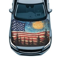 Uorisanigo Car Hood Cover Starry American Flag Car Hood Protective Auto Hoods Waterproof Decorations Universal Automotive Accessories Suitable Most Sedans SUV Trucks