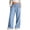 Blue, variant on Girls Cotton Linen Pants, with Pockets Drawstring Wide Leg Kids Baggy Lightweight Casual Pants Beige Size 12