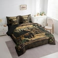 thumbnail image 3 of Manfei Animal Bear 7 Pieces Bedding Comforter Set,Rustic Cabin Full Bedding Set Lightweight,Jungle Wildlife Fitted Sheet Flat Sheet,Microfiber Safari Bedroom Decorative,Reversible, 3 of 6