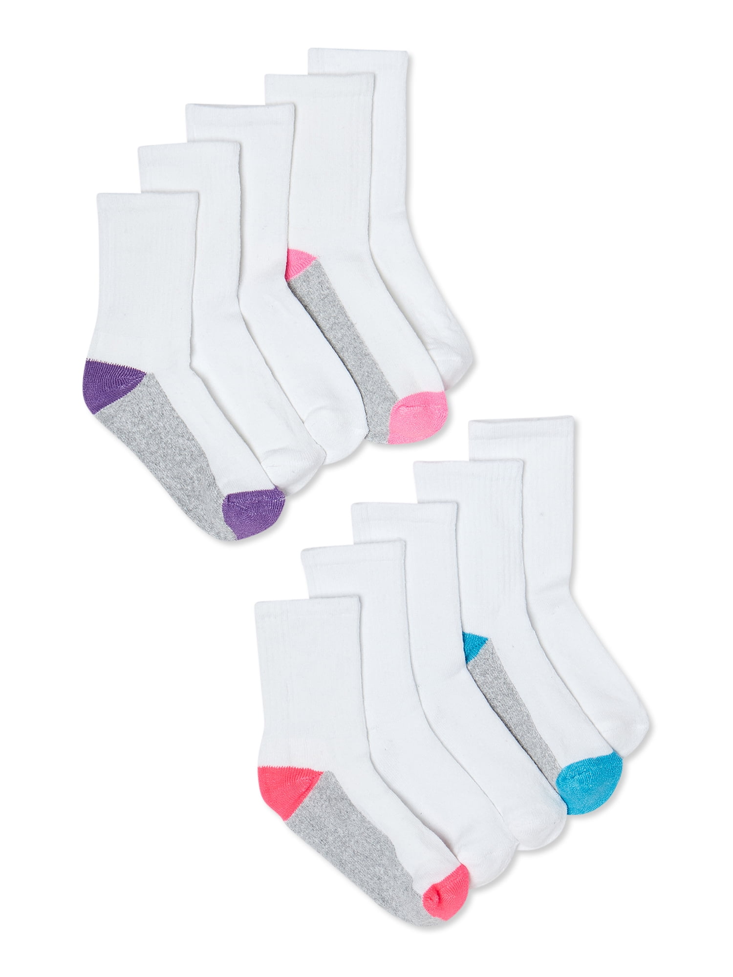 Wonder Nation Girls' No Show Socks 10 Pair Size M 10.5-4 Multi Pack New Designs 